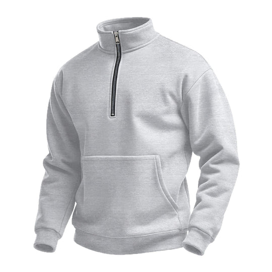 Unisex nan komfortabler Halbzip Pullover mit Kängurutasche und Stehkragen aus Strukturfleece Shop Nory