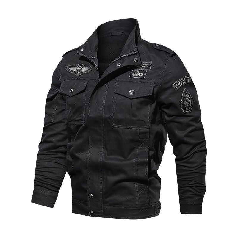 Herren Leichte Canvas-Utilityjacke im Military‑Look mit Stehkragen, Epauletten und Brustpattentaschen Shop Nory