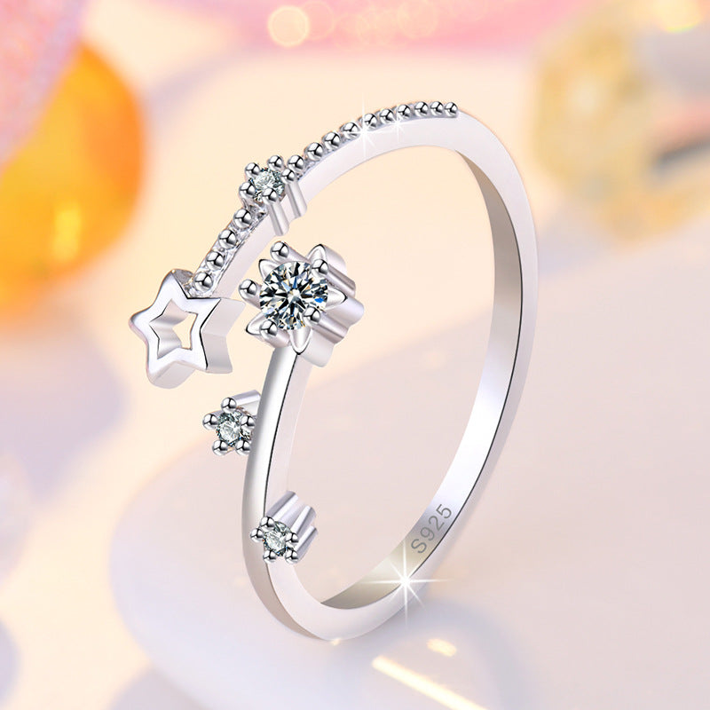 Damen Ring mit funkelndem Sternen-Design und eleganten Zirkonia-Shop Nory