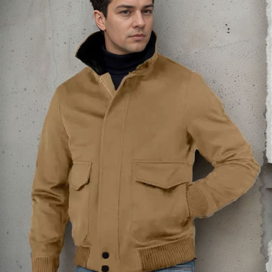 Herren modische Bomberjacke mit warmem Kragen