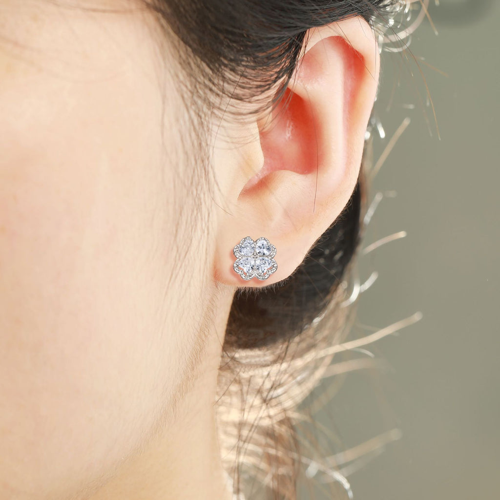 Damen Ohrstecker mit herzförmigem Kristall-Design und filigranem Silberrahmen Shop Nory