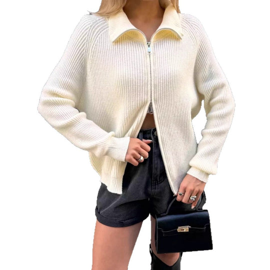 Damen Moderner Strickjacke mit hochwertigem Reißverschluss Shop Nory