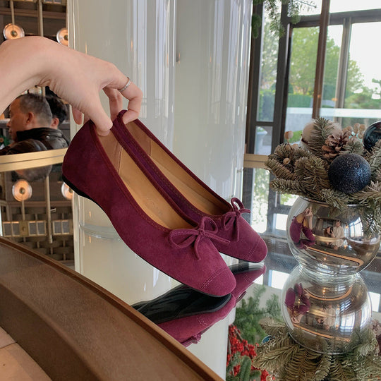 Damen Ballerinas mit charmantem Schleifendetail aus hochwertigem Wildleder