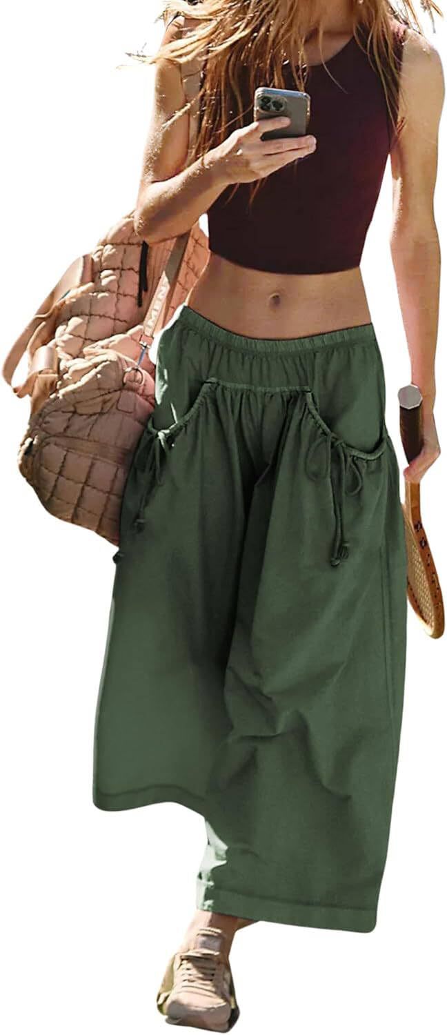 Damen Weite Culotte-Hose mit Kordelzug und großzügigen Taschen Shop Nory