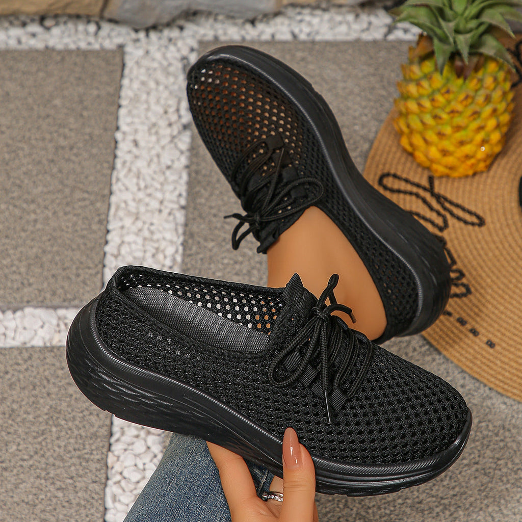 Damen Atmungsaktive Mesh-Sneaker mit elastischem Schnürsystem und rutschfester Sohle