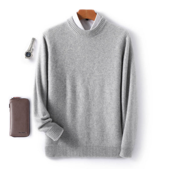 Herren Feiner Rundhals‑Pullover mit dezenter Rautenstruktur aus Kaschmir‑Mix Shop Nory