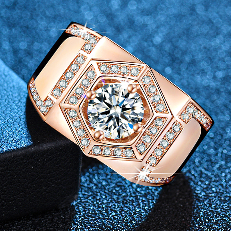 Damenring mit hexagonalem Design und funkelndem Zirkonia-Besatz Shop Nory