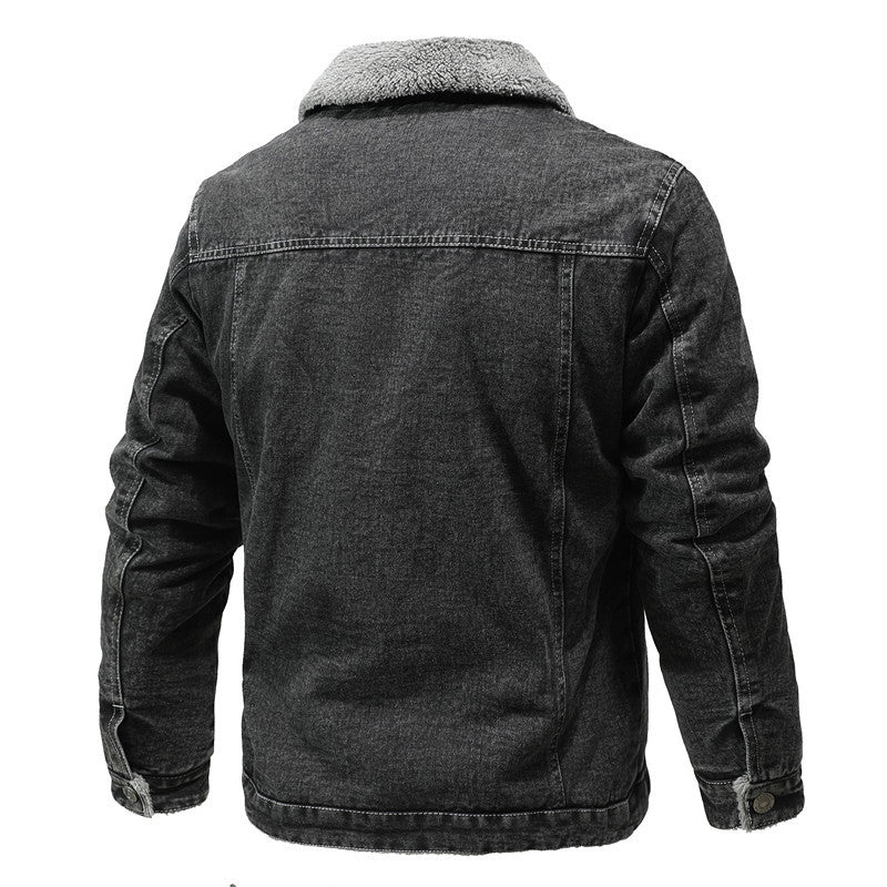 Herren Sherpa-gefütterte Denimjacke mit Teddyfutter und Brusttasche Shop Nory