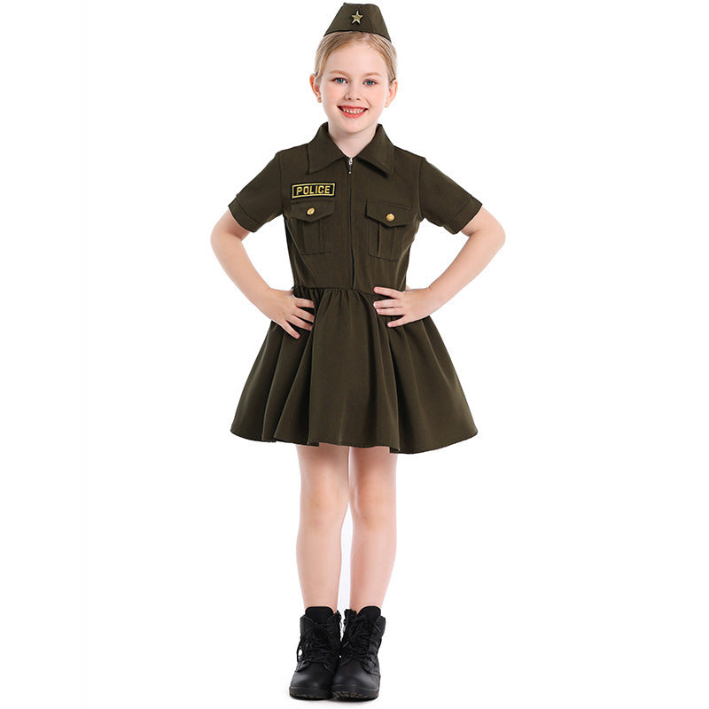 Mädchen Polizei-Kostümkleid mit Rock und Mütze Shop Nory