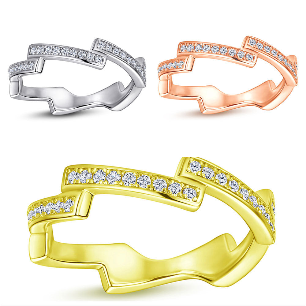 Damen modischer Zirkonia-Ring mit geschwungenem Design Shop Nory