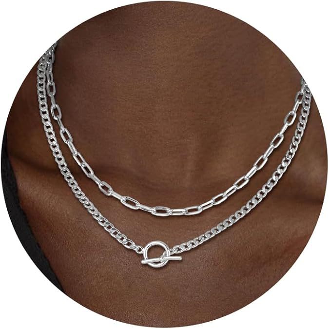 Damen Halskette mit doppeltem Gliederdesign und elegantem Toggle-Verschluss Shop Nory