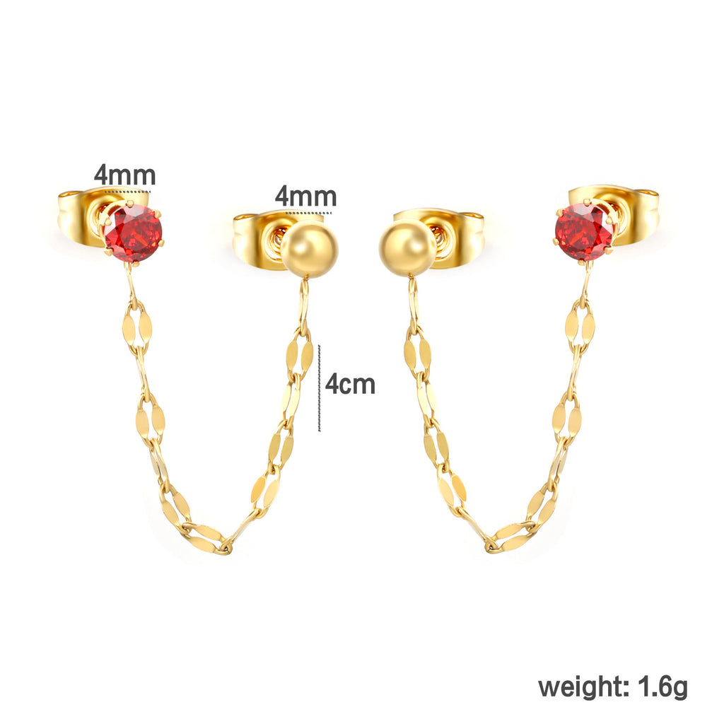 Damen Ohrstecker im Herz-Design mit goldenen Akzenten und Kettenverbindung Shop Nory