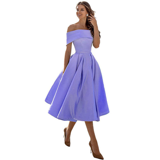 Legere Mode Satin Cocktailkleid Ohne Träger