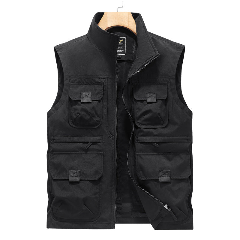 Herren Fotografen- und Outdoor-Utilityweste mit vielen Multifunktionstaschen und durchgehendem Reißverschluss Shop Nory