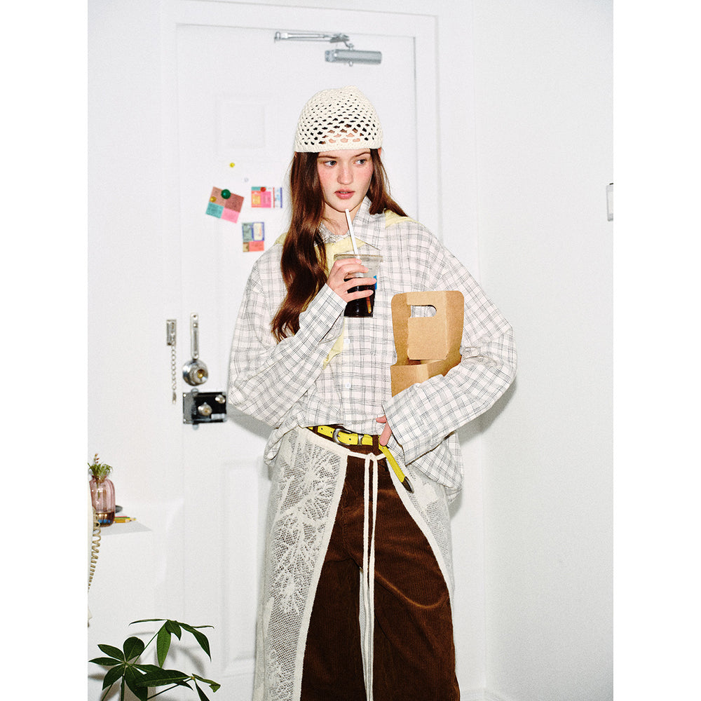 Damen Oversize-Hemd aus Leinen‑Baumwoll‑Mix mit feinem Karomuster Shop Nory
