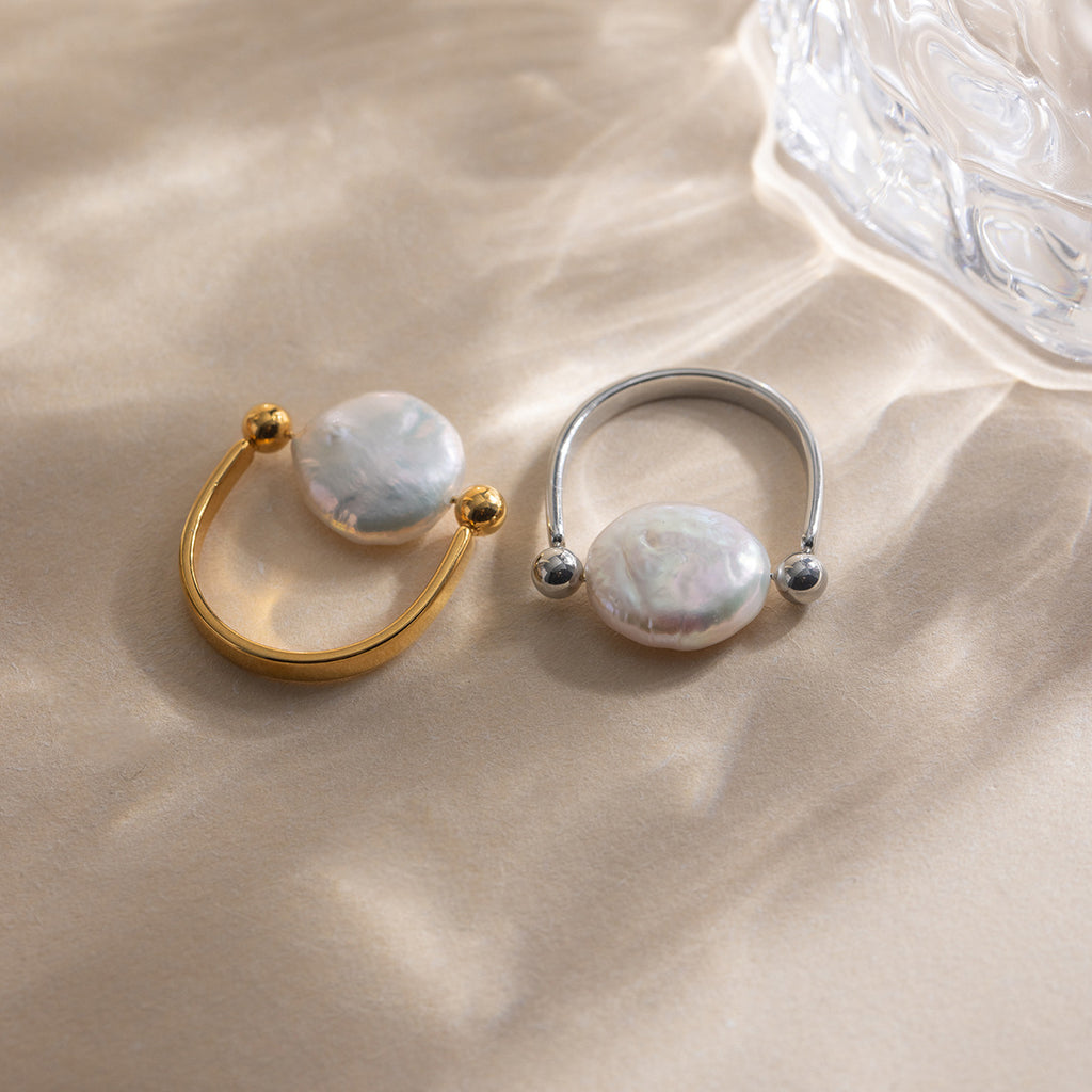 Damen Eleganter Ring mit Perlmutt-Design und hypoallergenen Eigenschaften Shop Nory