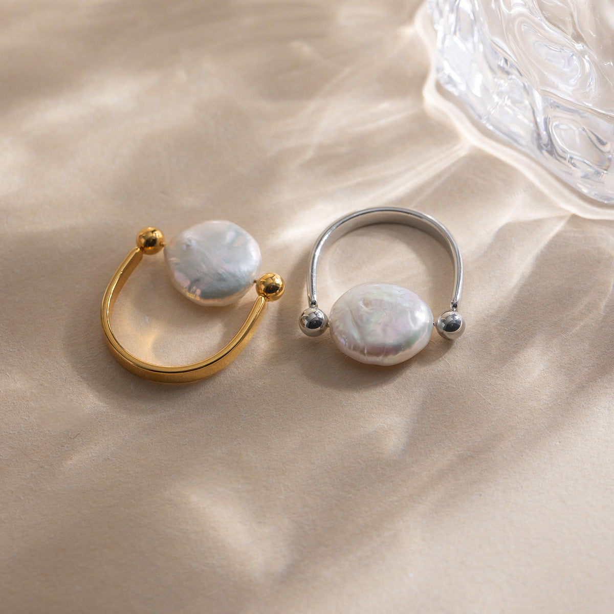 Damen Eleganter Ring mit Perlmutt-Design und hypoallergenen Eigenschaften Shop Nory