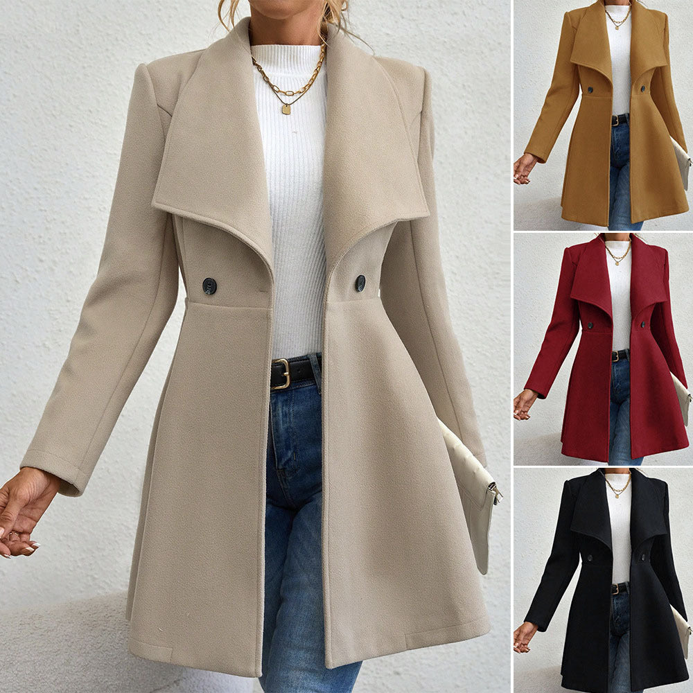 Damen Elegante Doppelreihige Wolljacke