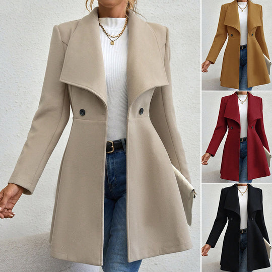 Damen Elegante Doppelreihige Wolljacke
