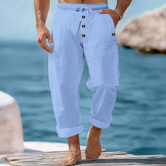 Herren lockere Strandhose mit verstellbarem Kordelzug und praktischen Seitentaschen