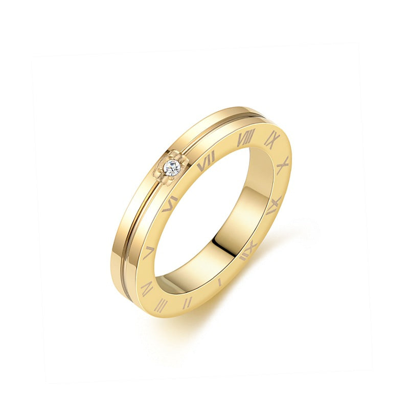 Herren Ring mit römischer Zifferngravur und funkelndem Zirkonia Shop Nory