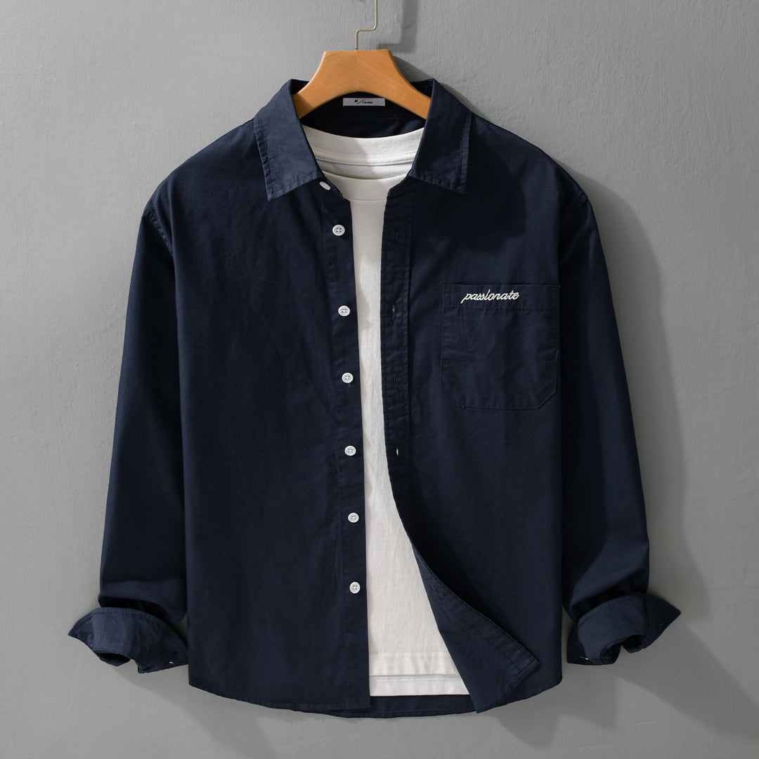 Herren Relaxed-Fit Baumwoll-Overshirt mit Stickerei auf Brusttasche Shop Nory