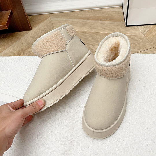 Damen Gefütterte Kurzstiefel mit Teddyfutter, Faux‑Velours und Plateau‑Sohle Shop Nory
