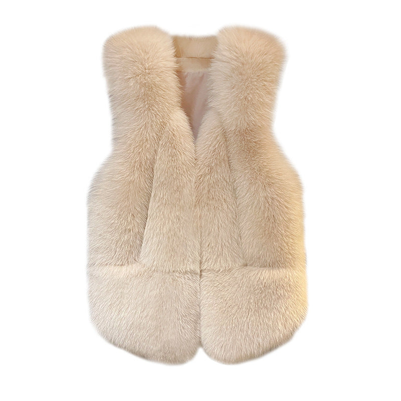 Damen Ärmellose Hochflor-Faux-Fur-Weste mit taillierter Passform und Eingrifftaschen Shop Nory
