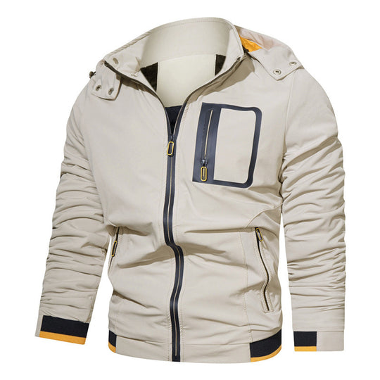 Herren sportliche Softshell-Hybridjacke mit Kapuze, wasserabweisenden Reißverschlüssen und ergonomischer Passform Shop Nory