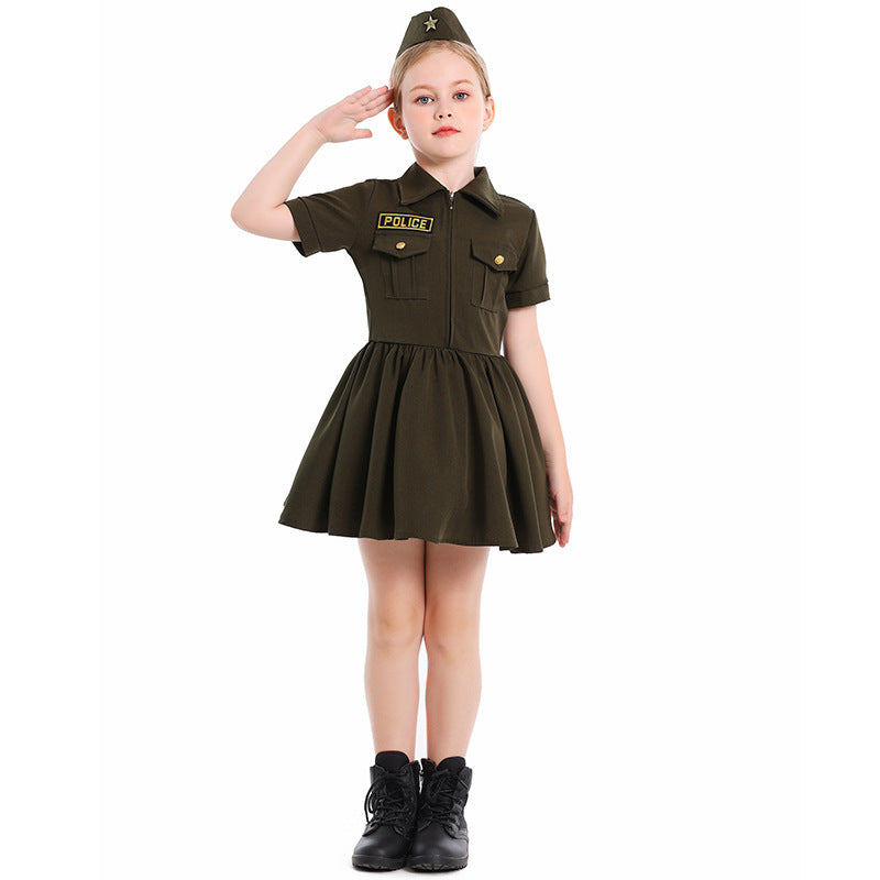 Mädchen Polizei-Kostümkleid mit Rock und Mütze Shop Nory
