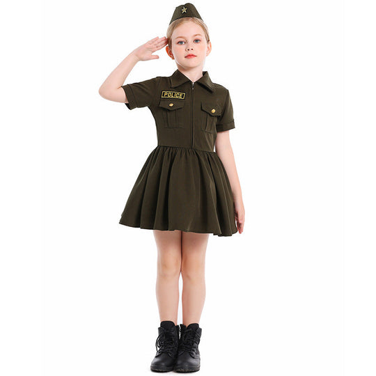 Mädchen Polizei-Kostümkleid mit Rock und Mütze Shop Nory