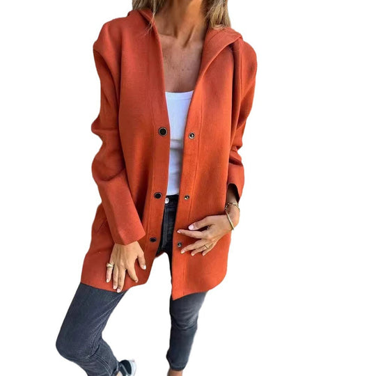 Damen Kapuzen‑Mantel mit Druckknöpfen und Oversize‑Silhouette Shop Nory