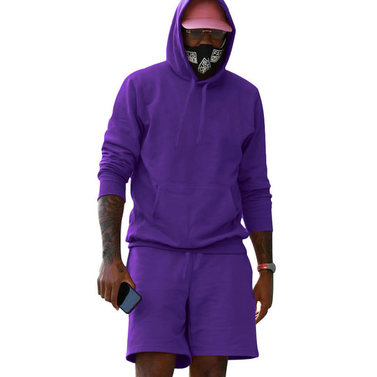 Herren nan zweiteiliges Freizeit-Set Hoodie und Sweatshorts aus French Terry mit Kängurutasche und Tunnelzug Shop Nory