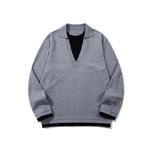 Unisex Lässiger Oversize Strickpullover mit tiefem V Einsatz und Hemd‑Layer Optik Shop Nory