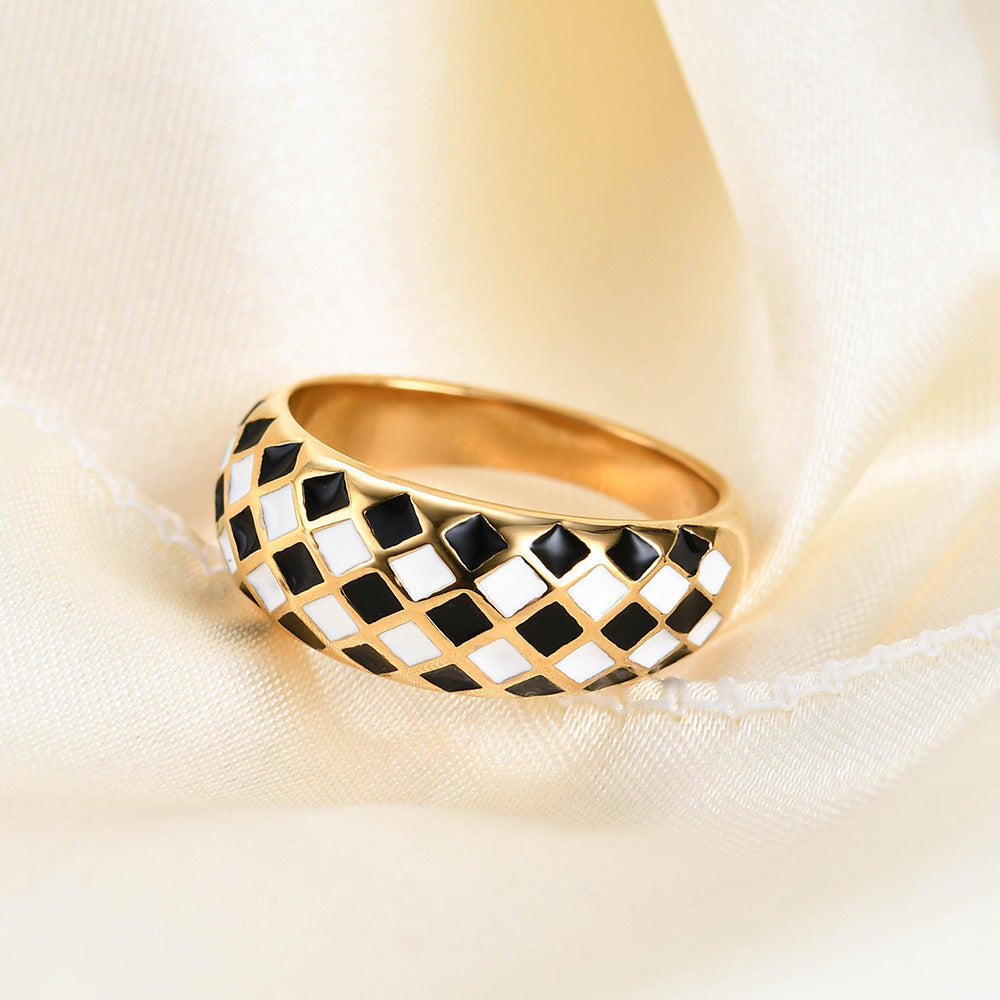 Herren Ring mit modernem Karomuster Shop Nory