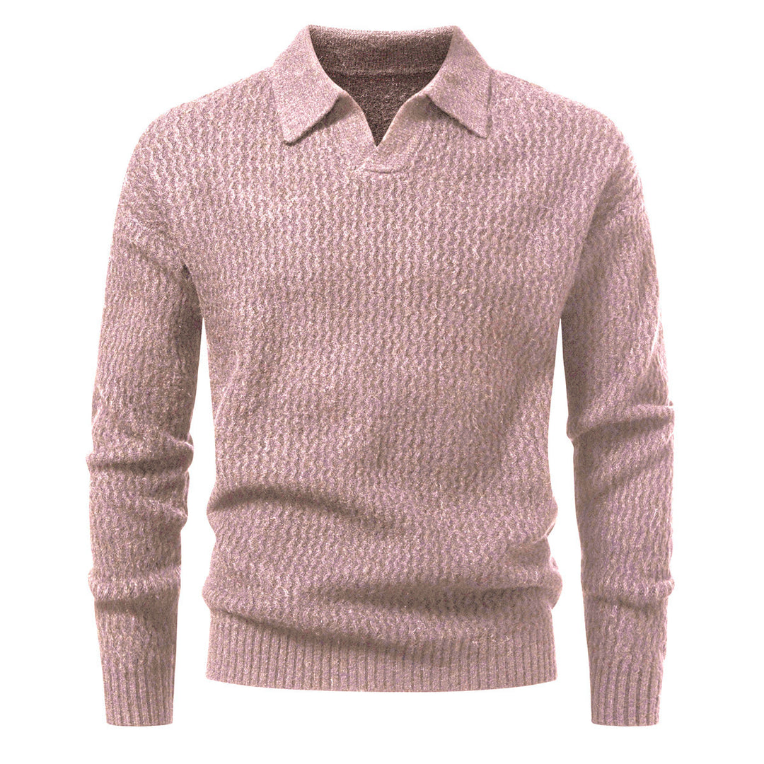 Herren Polokragen-Feinstrickpullover mit strukturierter Wellenoptik und geripptem Saum Shop Nory