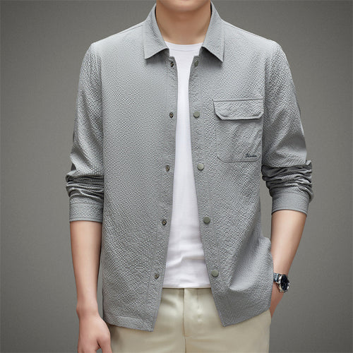 Herren Legeres strukturiertes Overshirt mit Brusttasche und Knopfleiste Shop Nory