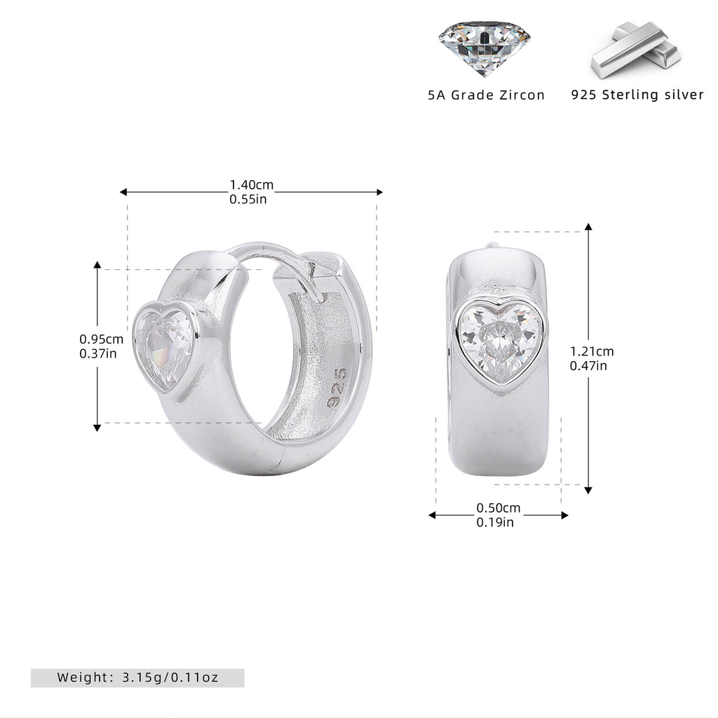 Damen Creolen mit herzförmigem Zirkonbesatz aus 925 Sterling Silber Shop Nory