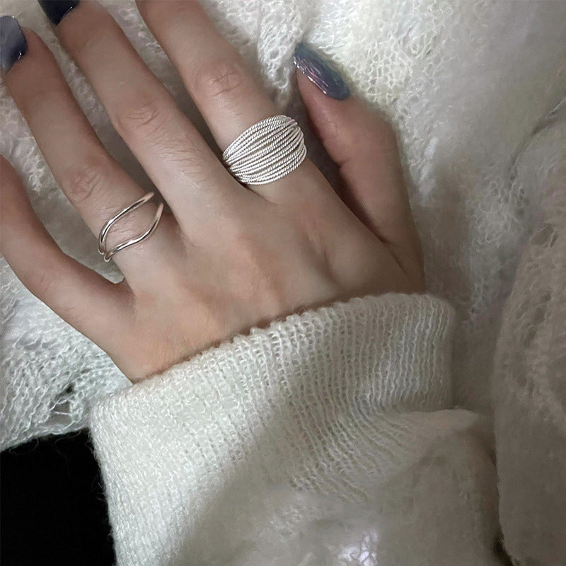 Damen offener Ring mit modernem Wellenmuster Shop Nory