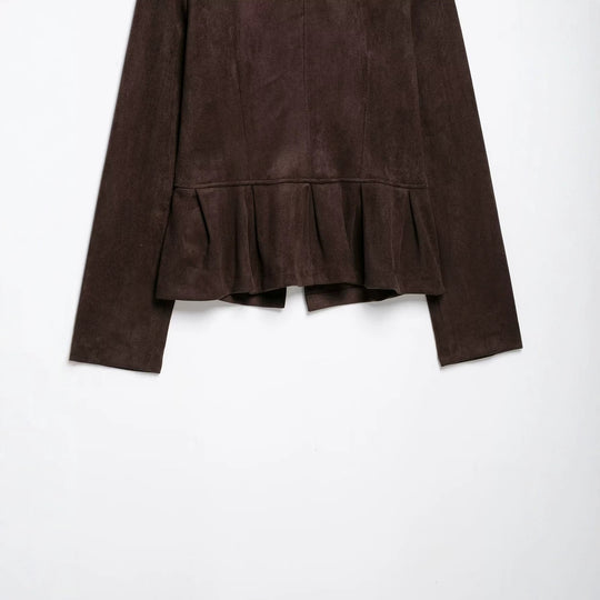 Damen Taillierte Jacke im Musketierstil aus Wildlederoptik mit Zierknopfleiste und Schulterriegeln Shop Nory