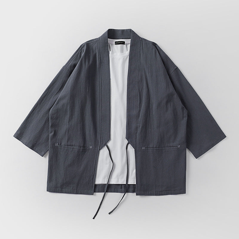 Unisex Kimono-Haori-Jacke mit Bindegürtel und dreiviertelärmeln Shop Nory