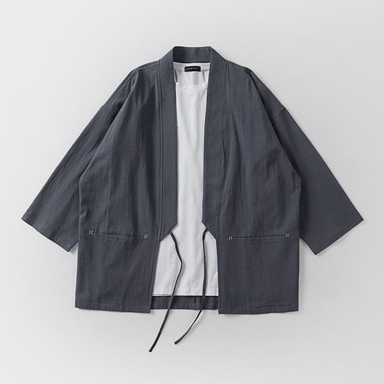 Unisex Kimono-Haori-Jacke mit Bindegürtel und dreiviertelärmeln Shop Nory