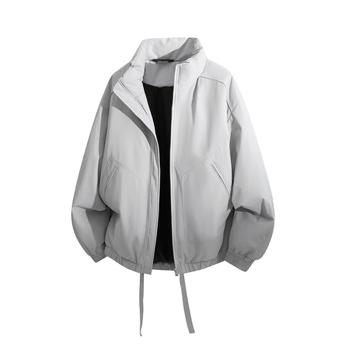 Herren Übergroße Windbreaker-Bomberjacke mit Kordelzug und Stehkragen Shop Nory
