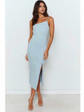 Damen ärmelloses Midi-Kleid mit elegantem Schlitz