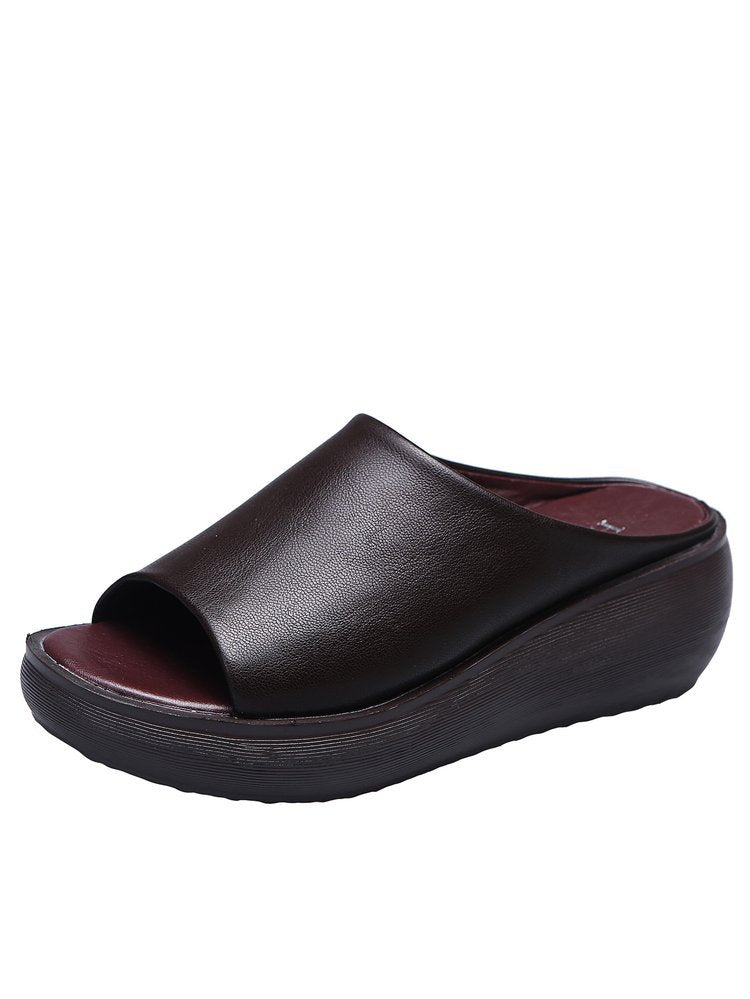 Damen Komfortable Plateau-Sandalen mit weichem Obermaterial und anatomischem Fußbett