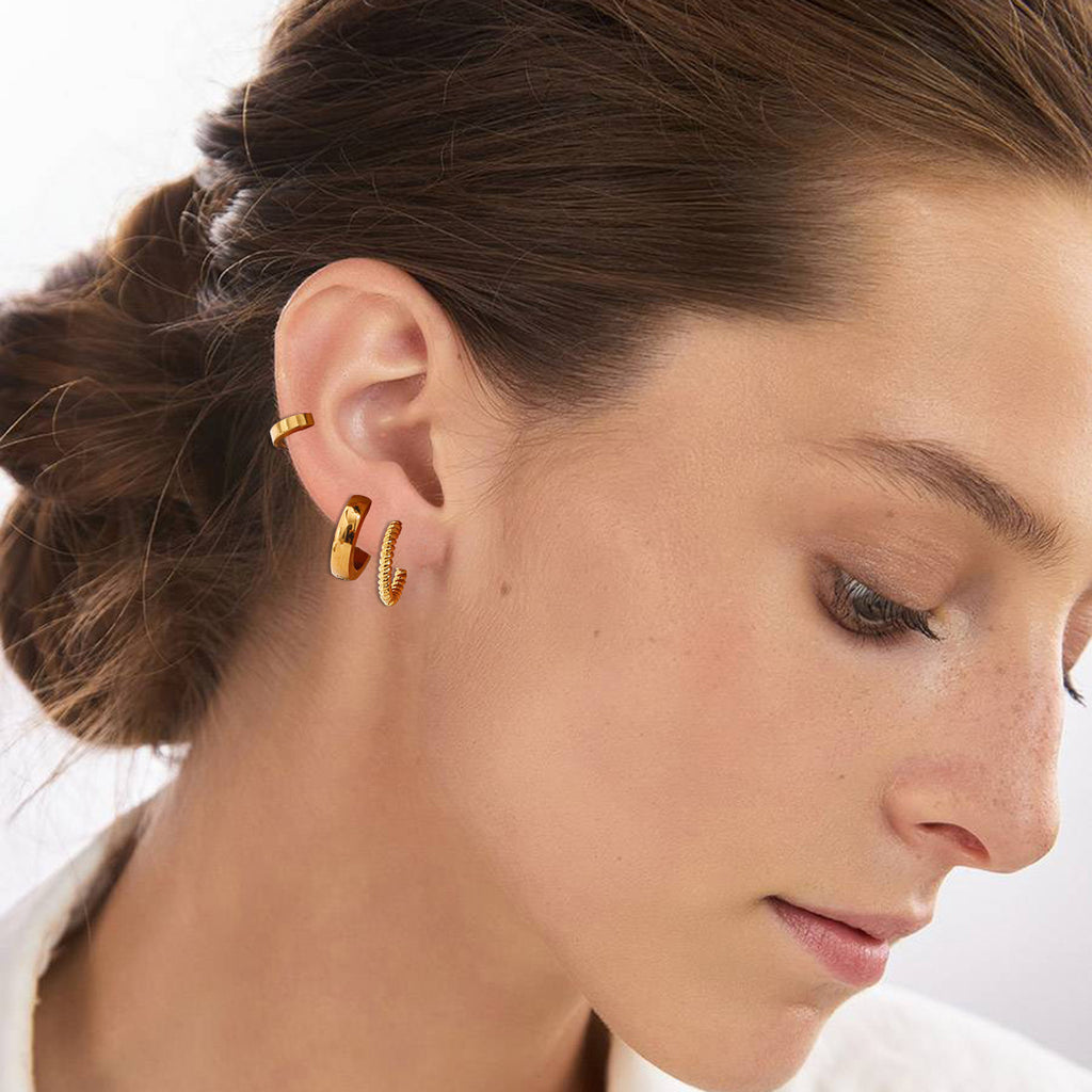Damen Creolen Ohrstecker Set aus hypoallergenem Edelstahl Shop Nory