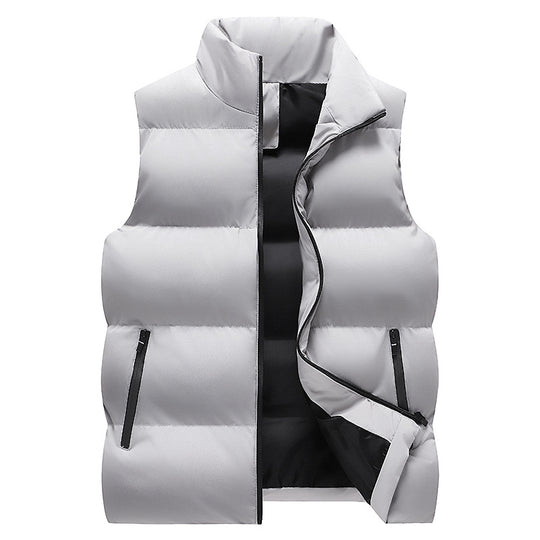 Herren Minimalistische Outdoor-Steppweste mit breiter Blocksteppung, isolierter Wattierung und verdeckten Reißverschlusstaschen Shop Nory