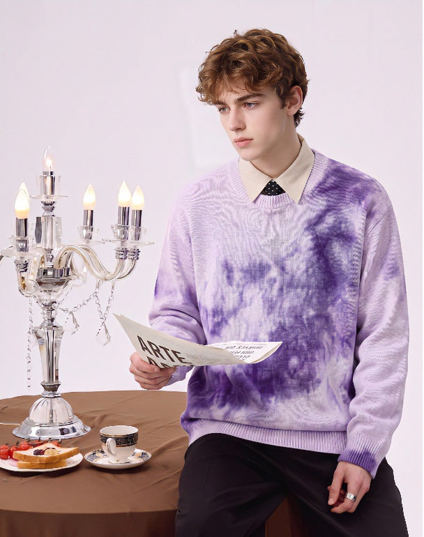 Herren Oversize-Strickpullover mit Batikoptik, Rundhalsausschnitt und Rippbündchen Shop Nory