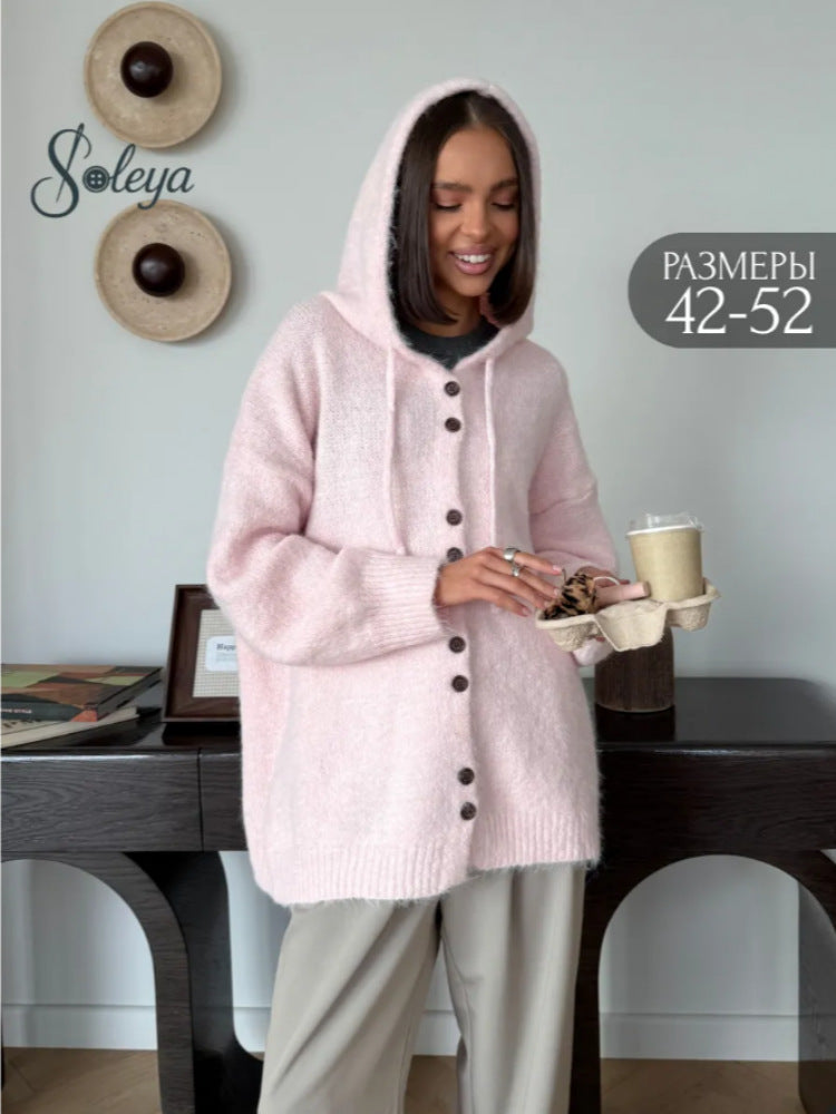 Damen Modische Strickjacke mit Kapuze Shop Nory