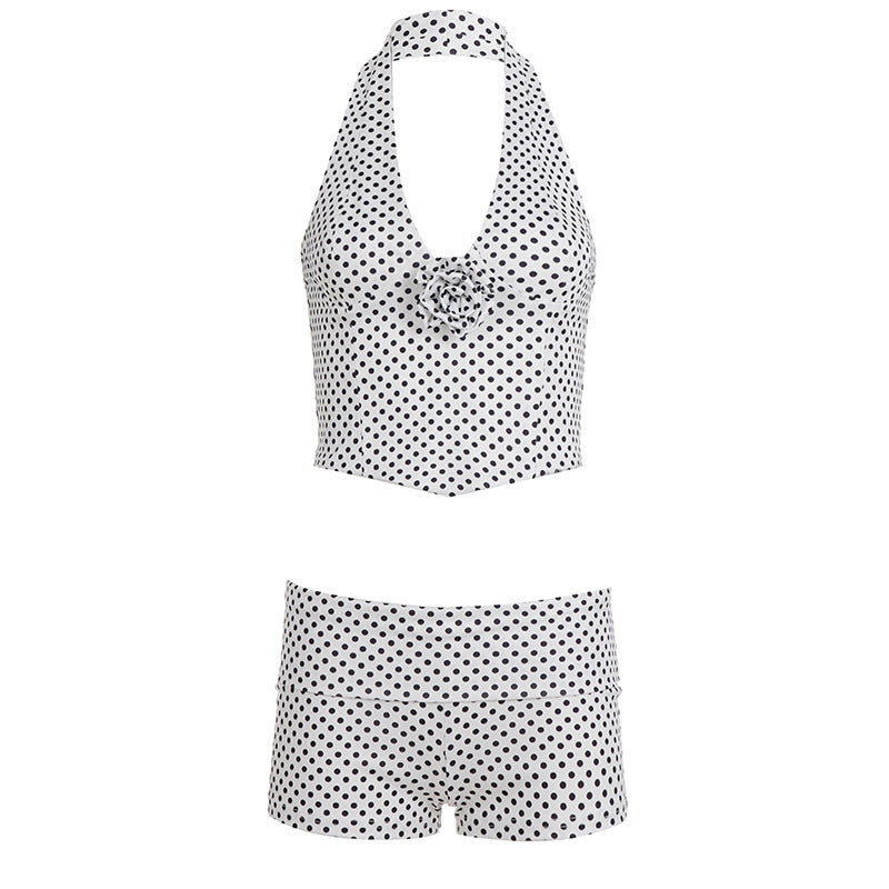 Damen Bikinitop und Shorts-Set mit Polka-Dots Shopnory